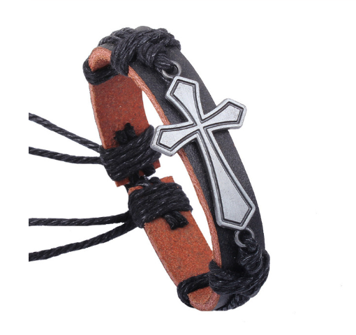 Bracelet with cross design on a white background