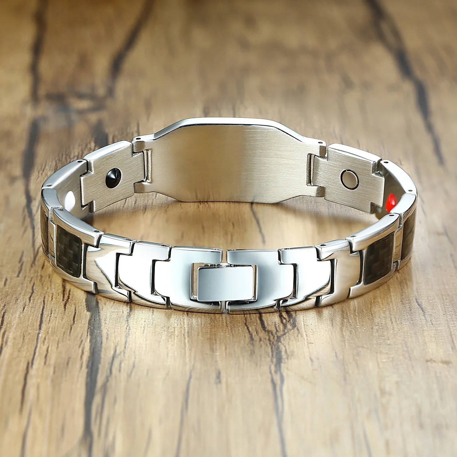 Men’s Carbon Fiber Cross Magnetic Bracelet – Luxury Waterproof Health Energy Jewelry