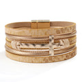 Vintage Cross Leather Wrap Bracelet – Multilayer Braided Christian Jewelry For Women