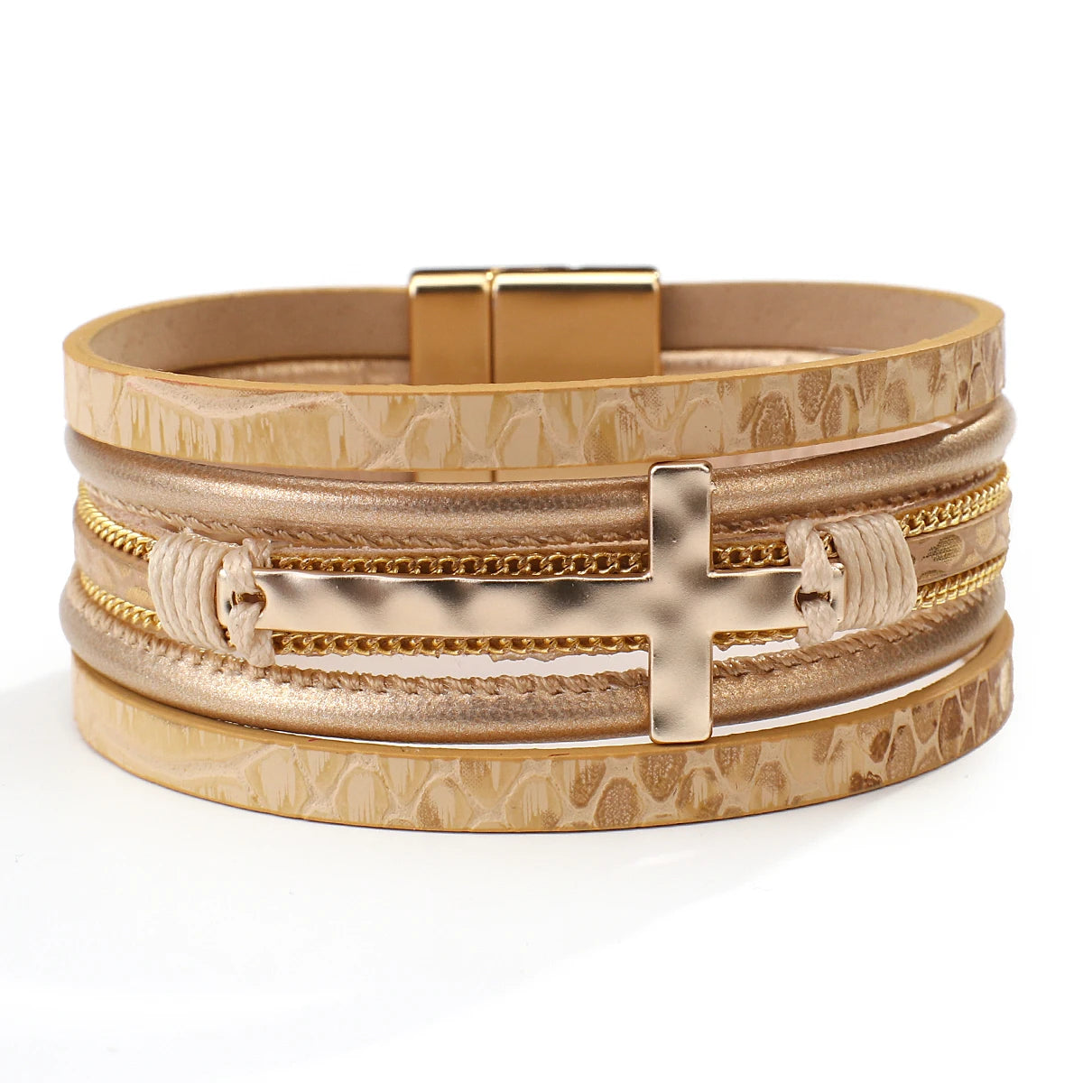 Vintage Cross Leather Wrap Bracelet – Multilayer Braided Christian Jewelry For Women