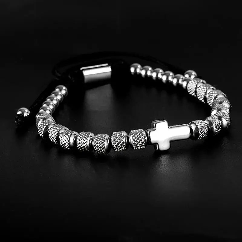 Stainless Steel Beaded Charm Bracelet – Handmade Christian Prayer Fitness Jewelry Gift
