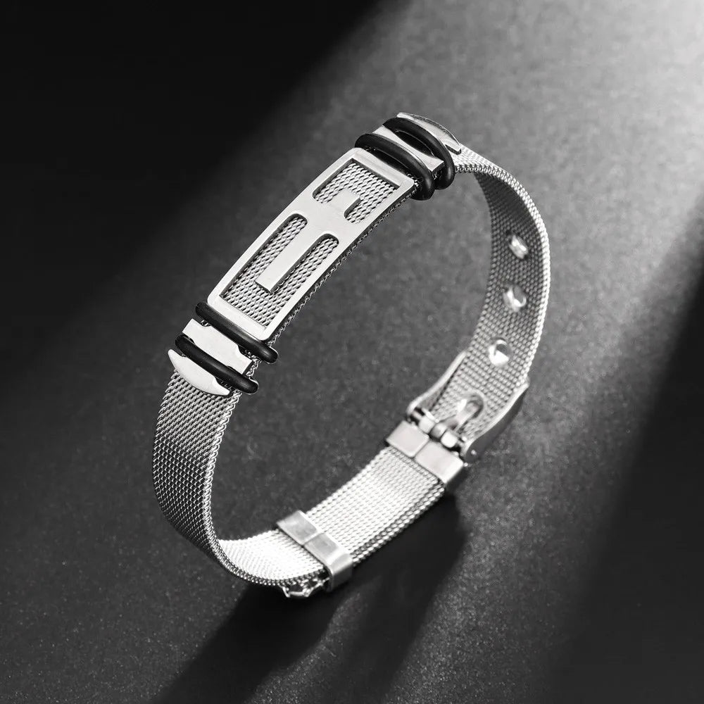 Stainless Steel Cross Cuff Bracelet – Trendy Christian Metal Religious Men Accessory
