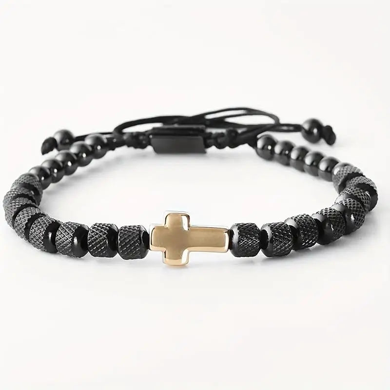 Stainless Steel Beaded Charm Bracelet – Handmade Christian Prayer Fitness Jewelry Gift