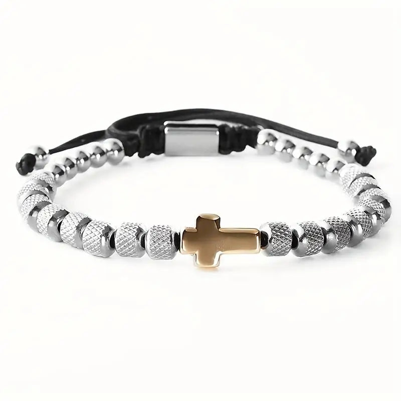 Stainless Steel Beaded Charm Bracelet – Handmade Christian Prayer Fitness Jewelry Gift