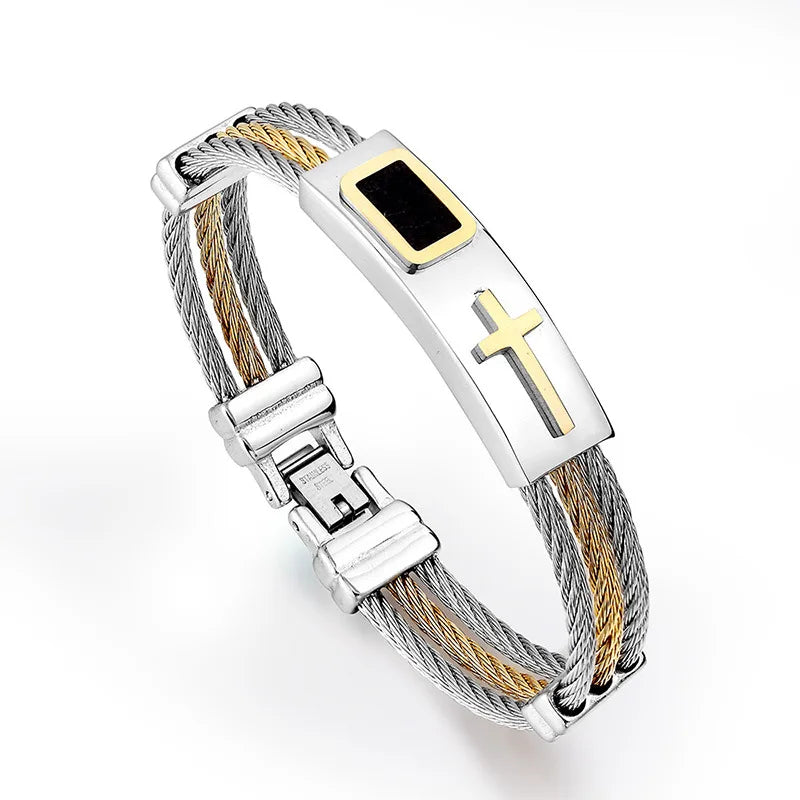 Vintage Gold Cross Bracelet – Religious Charm Jewelry For Men And Women