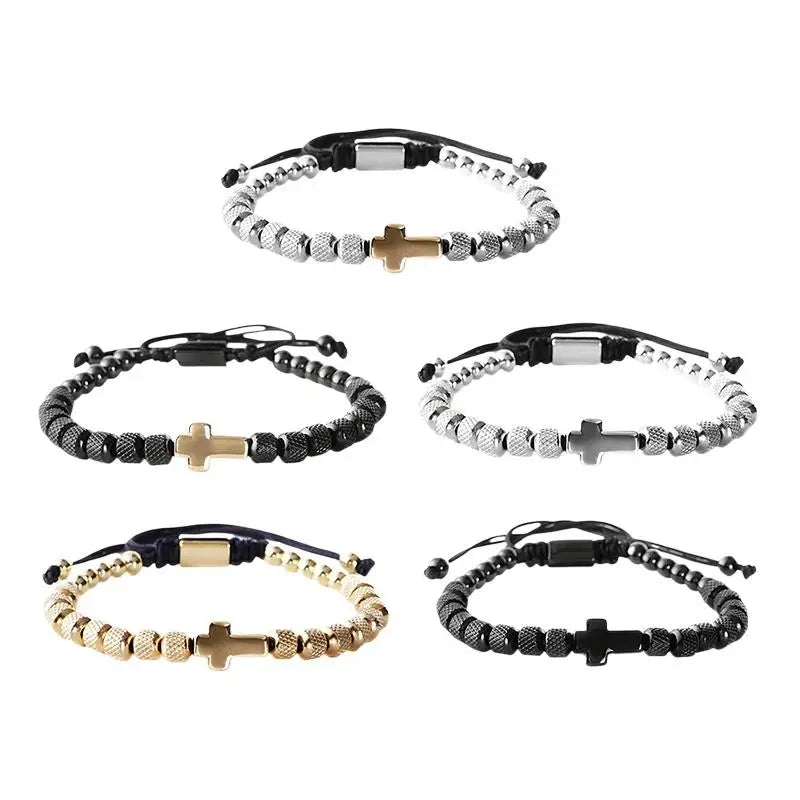 Stainless Steel Beaded Charm Bracelet – Handmade Christian Prayer Fitness Jewelry Gift