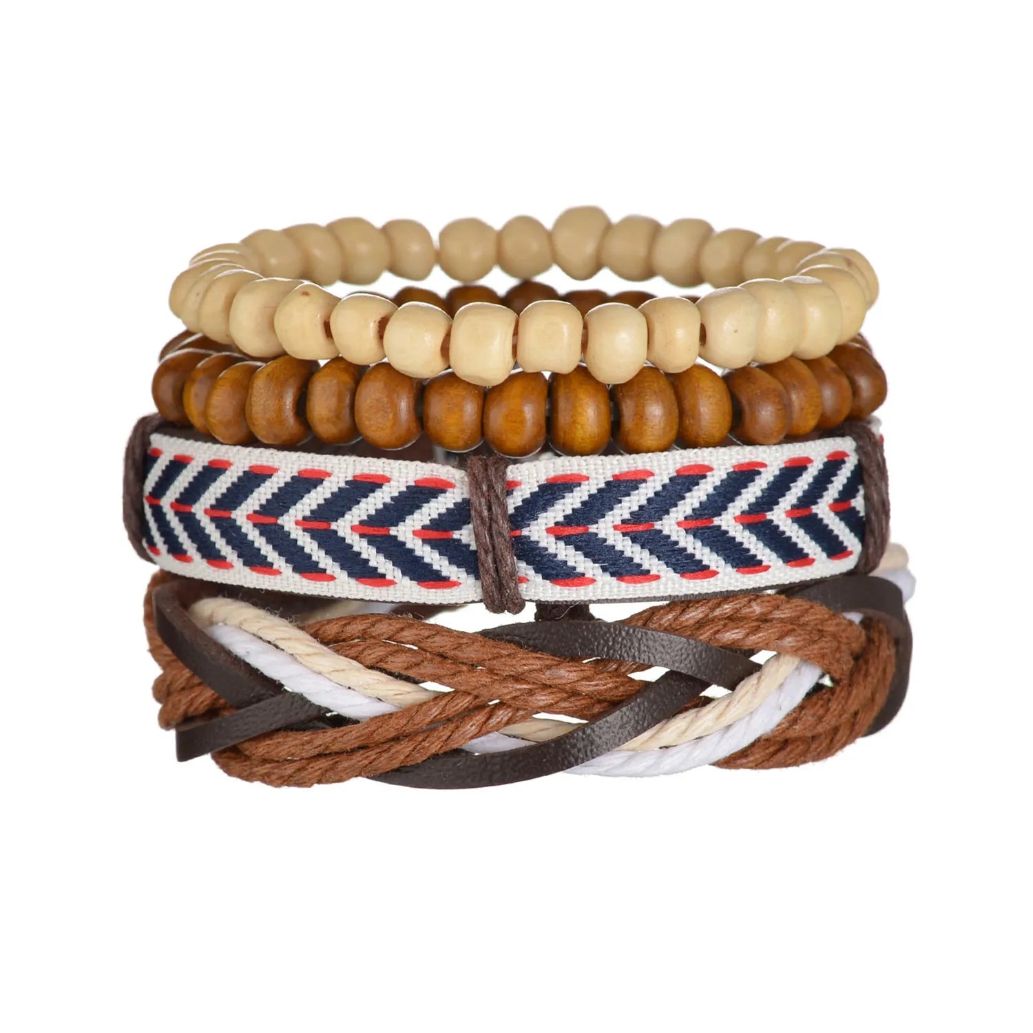 Men’s Multi Layer Leather Cross Bracelet – Braided Stainless Steel Prayer Wristband
