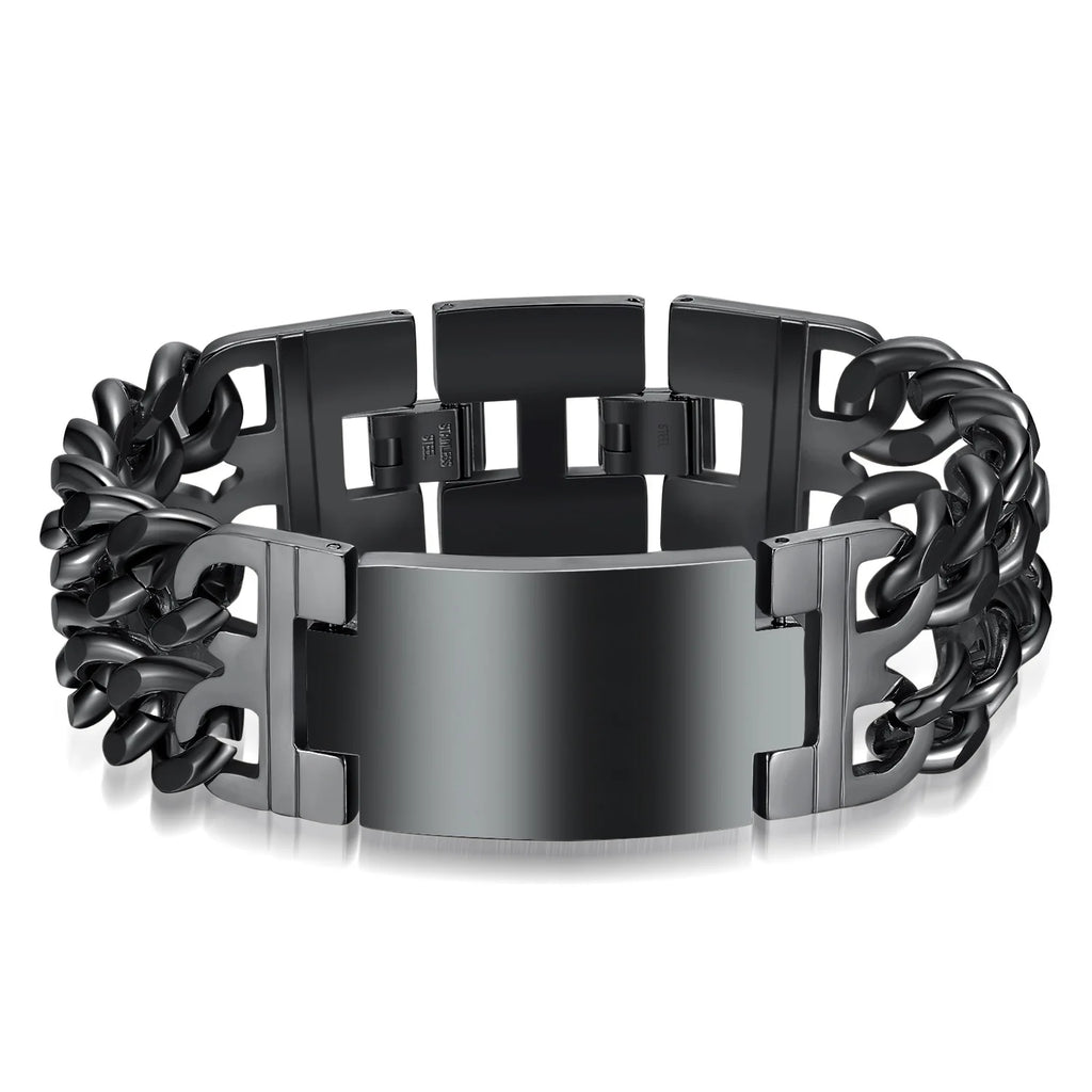 Men’s Stainless Steel Cuban Chain Cross Bracelet – Masculine Christian Hand Jewelry