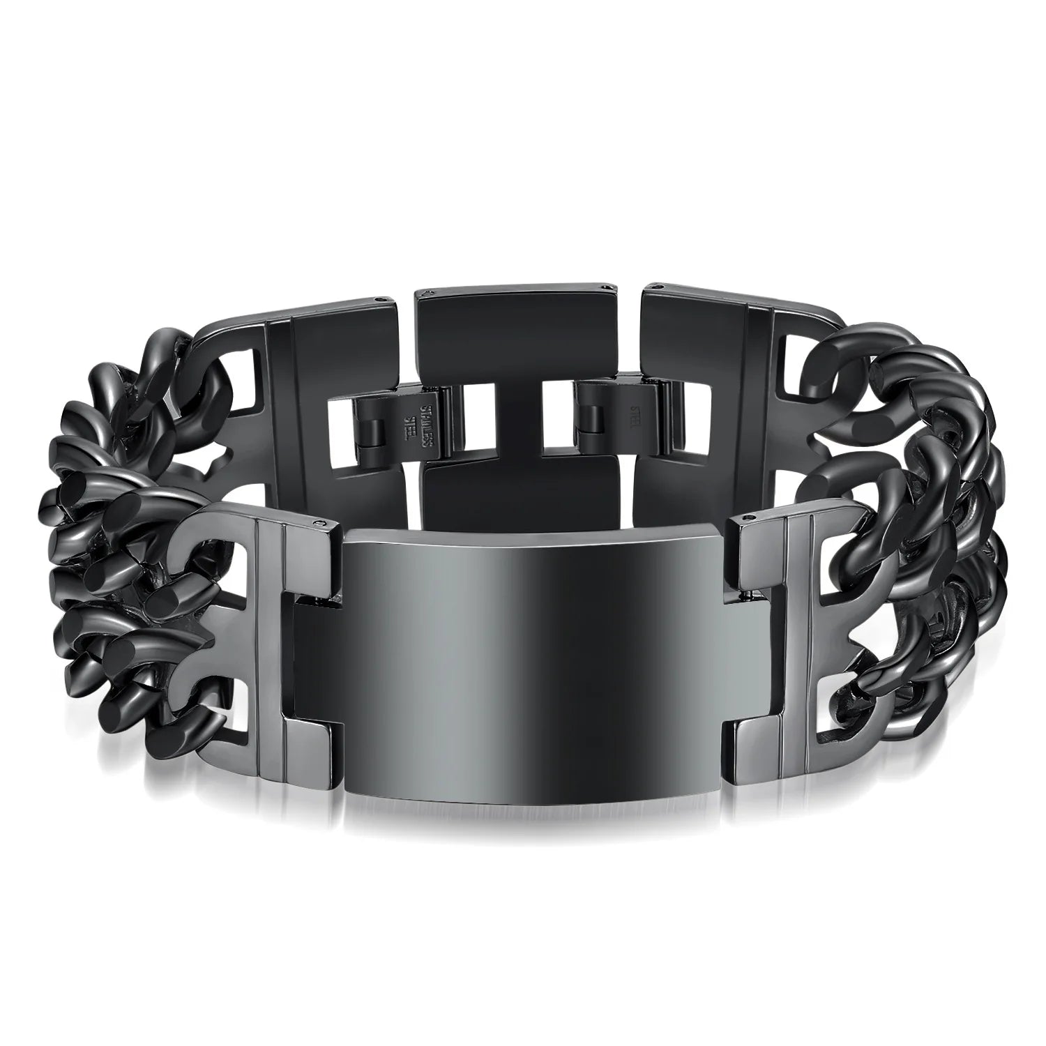 Men’s Stainless Steel Cuban Chain Cross Bracelet – Masculine Christian Hand Jewelry