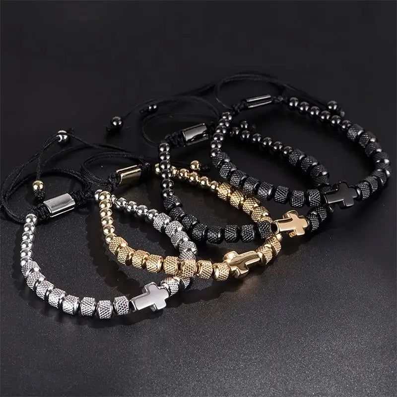 Stainless Steel Beaded Charm Bracelet – Handmade Christian Prayer Fitness Jewelry Gift