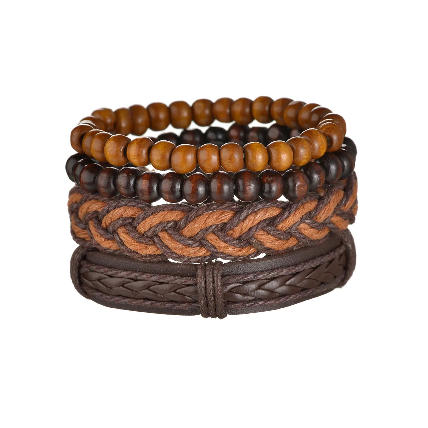 Men’s Multi Layer Leather Cross Bracelet – Braided Stainless Steel Prayer Wristband
