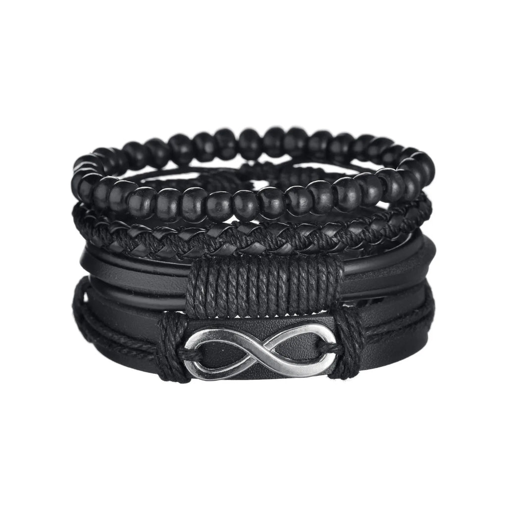 Men’s Multi Layer Leather Cross Bracelet – Braided Stainless Steel Prayer Wristband