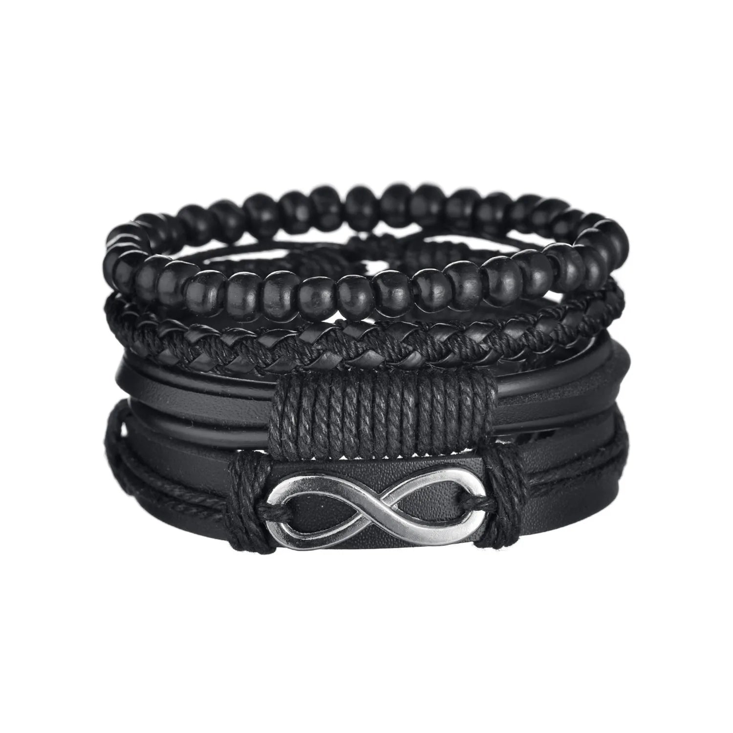 Men’s Multi Layer Leather Cross Bracelet – Braided Stainless Steel Prayer Wristband