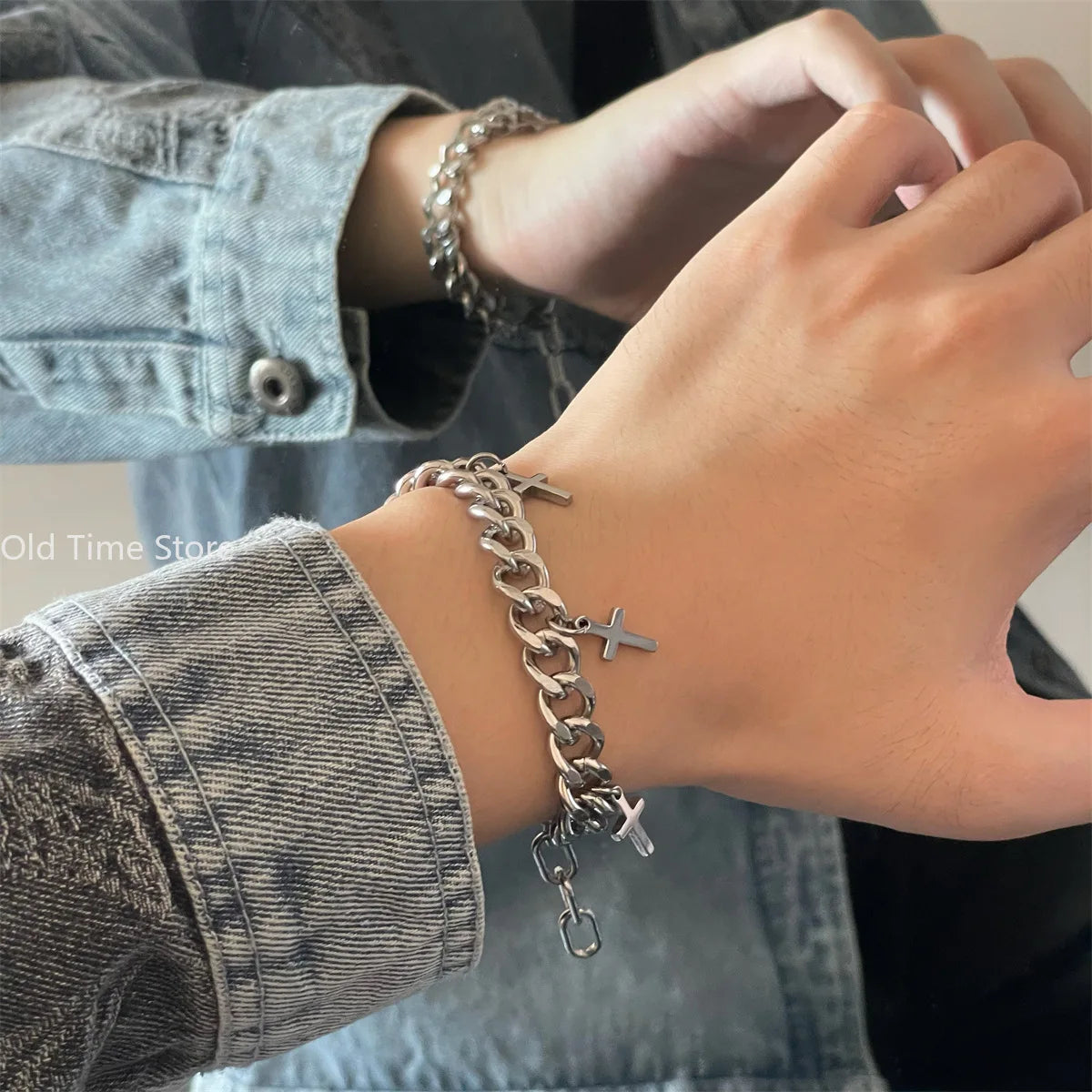 Stainless Steel Cross Chain Bracelet – Christian Faith Jewelry Gift for Christian Men