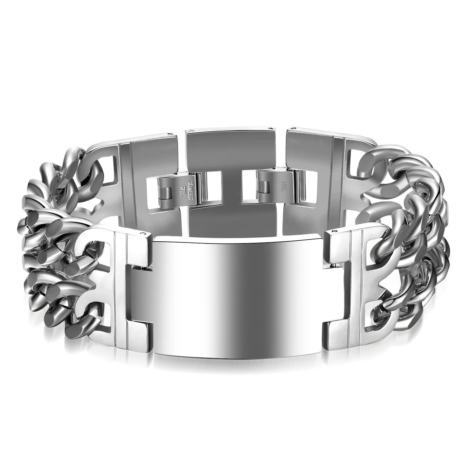 Men’s Stainless Steel Cuban Chain Cross Bracelet – Masculine Christian Hand Jewelry
