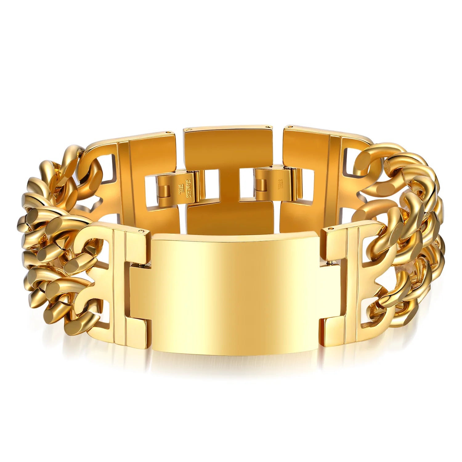 Men’s Stainless Steel Cuban Chain Cross Bracelet – Masculine Christian Hand Jewelry