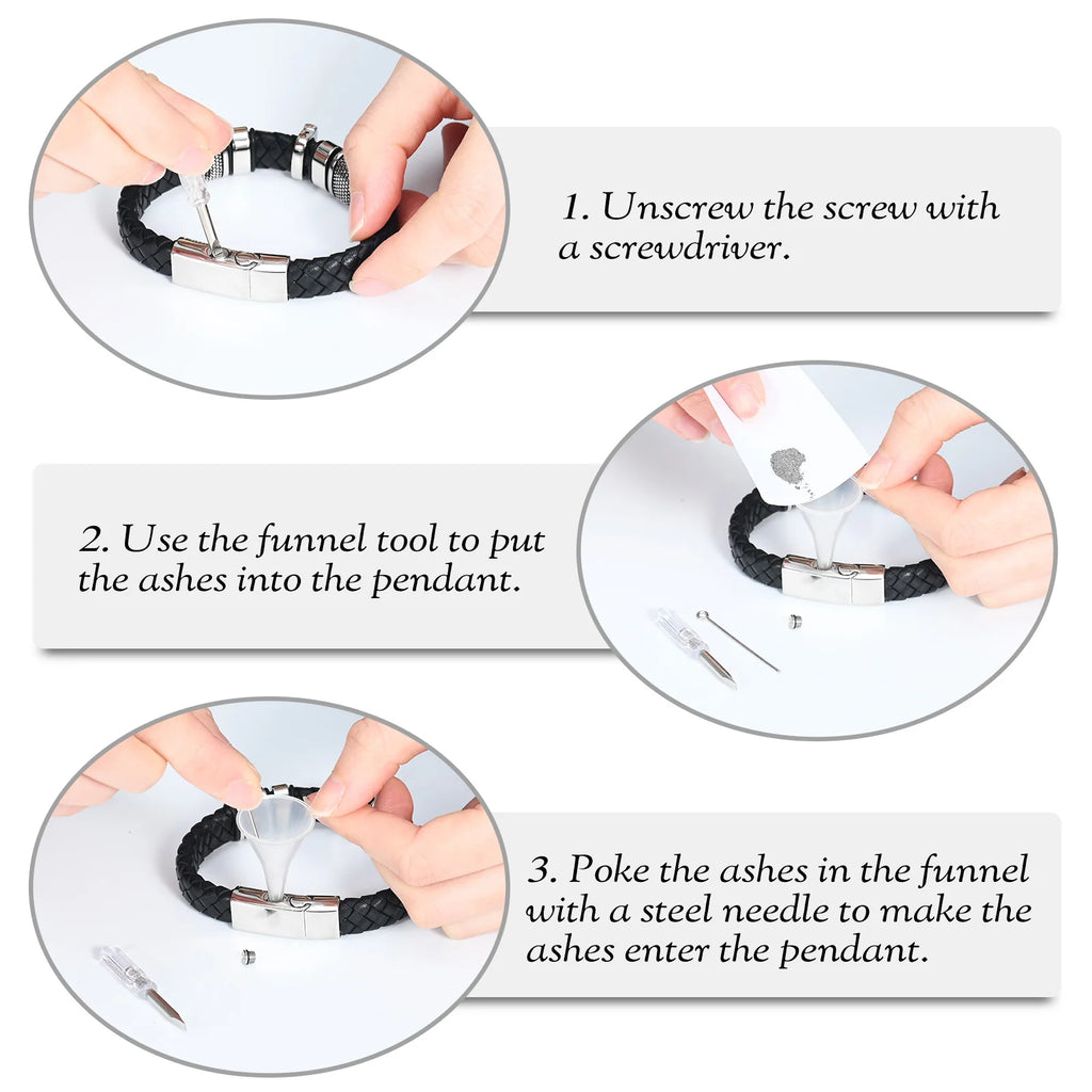 Cross Cremation Bracelet For Ashes – Braided Leather Memorial Urn Keepsake Bracelet