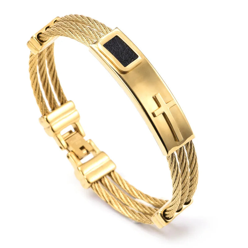Vintage Gold Cross Bracelet – Religious Charm Jewelry For Men And Women