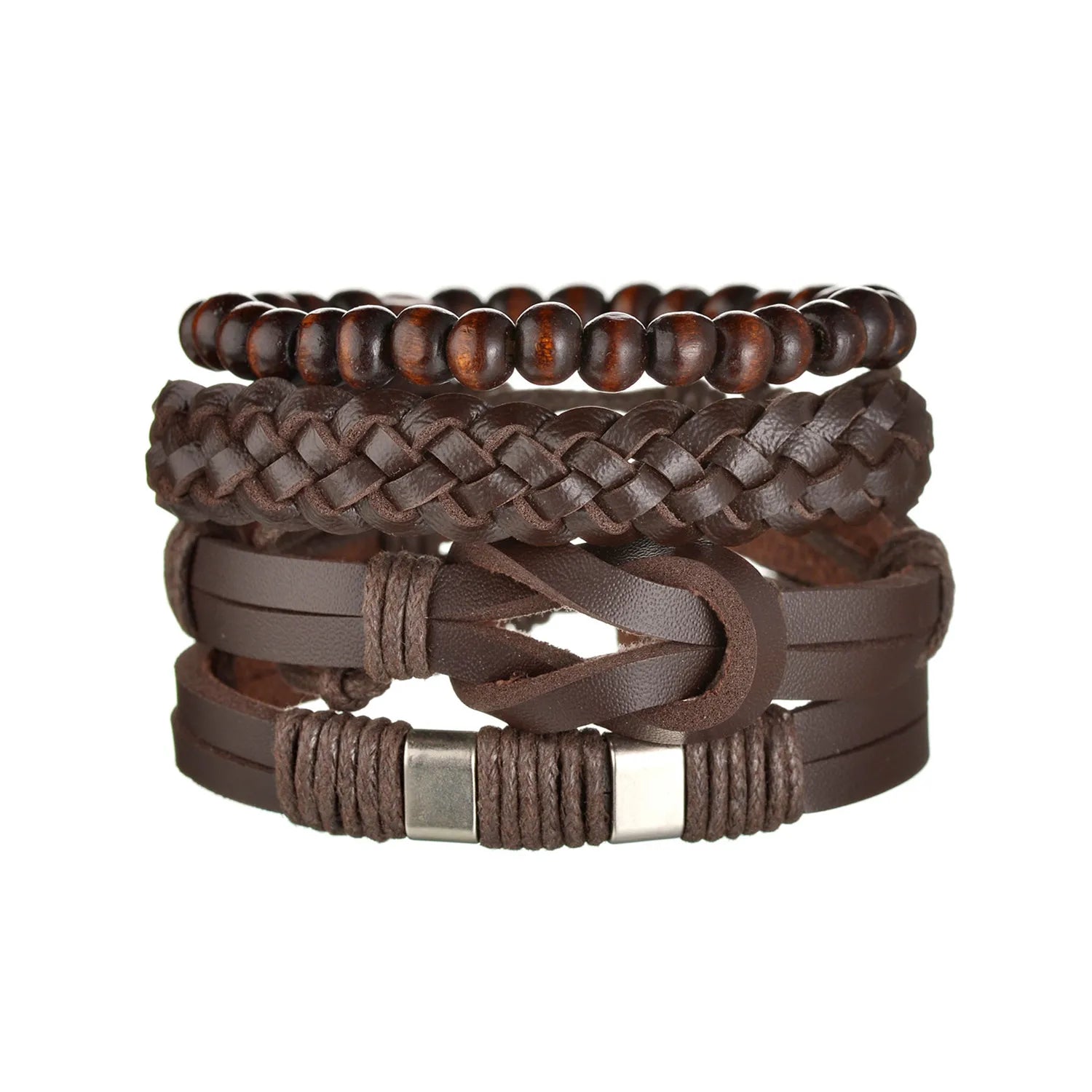 Men’s Multi Layer Leather Cross Bracelet – Braided Stainless Steel Prayer Wristband