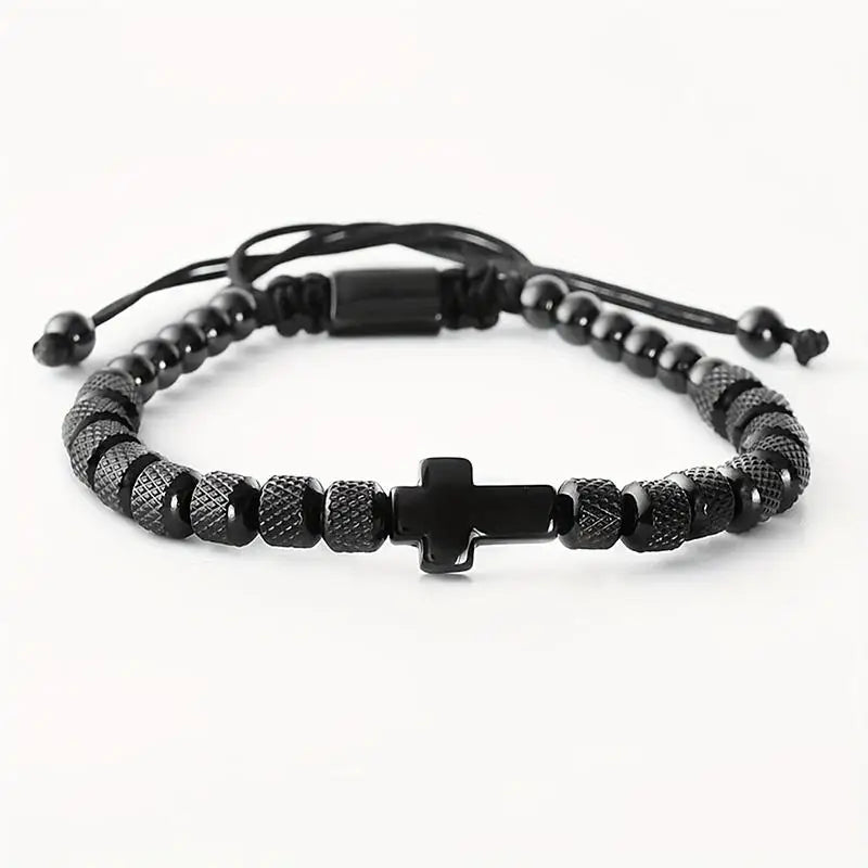 Stainless Steel Beaded Charm Bracelet – Handmade Christian Prayer Fitness Jewelry Gift