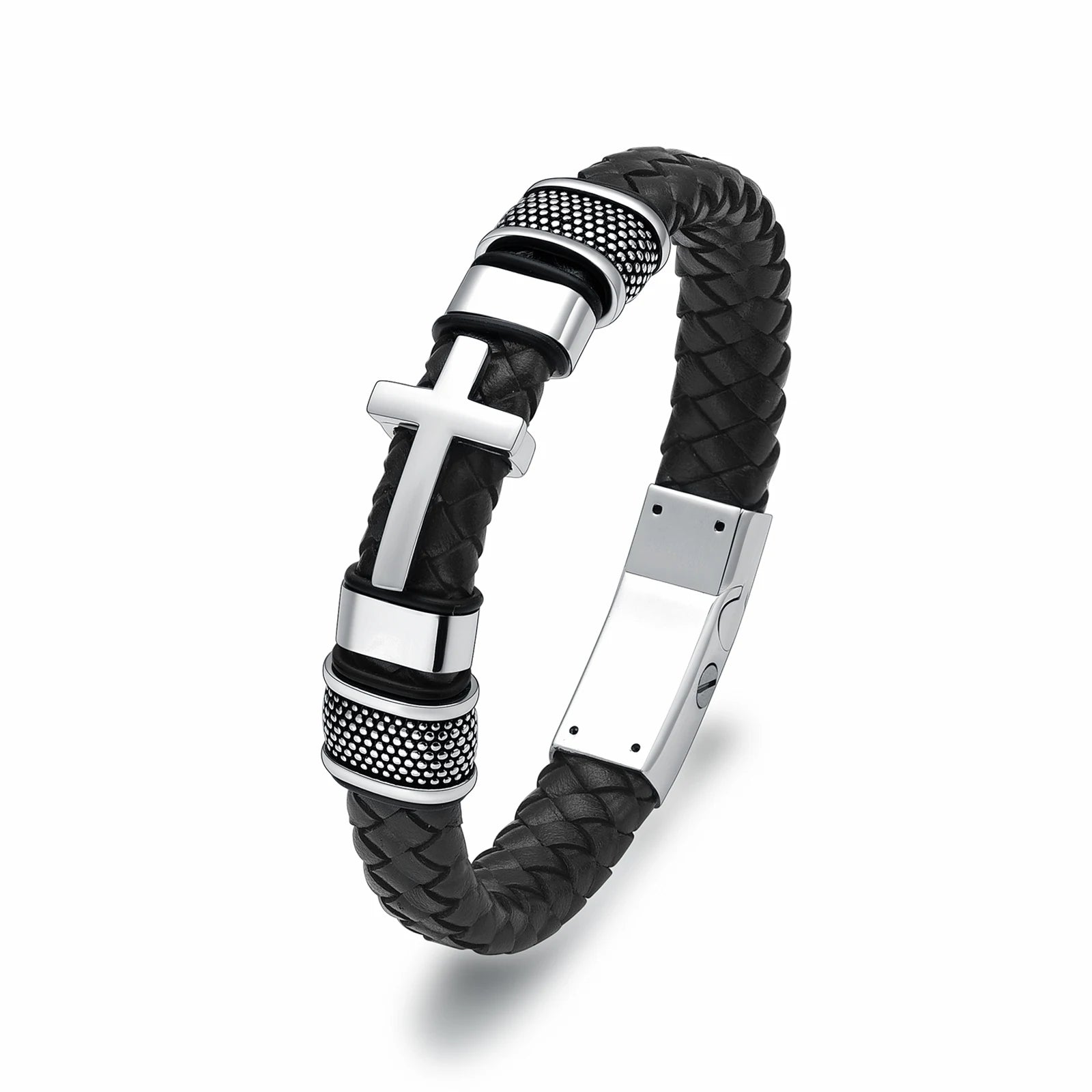 Cross Cremation Bracelet For Ashes – Braided Leather Memorial Urn Keepsake Bracelet