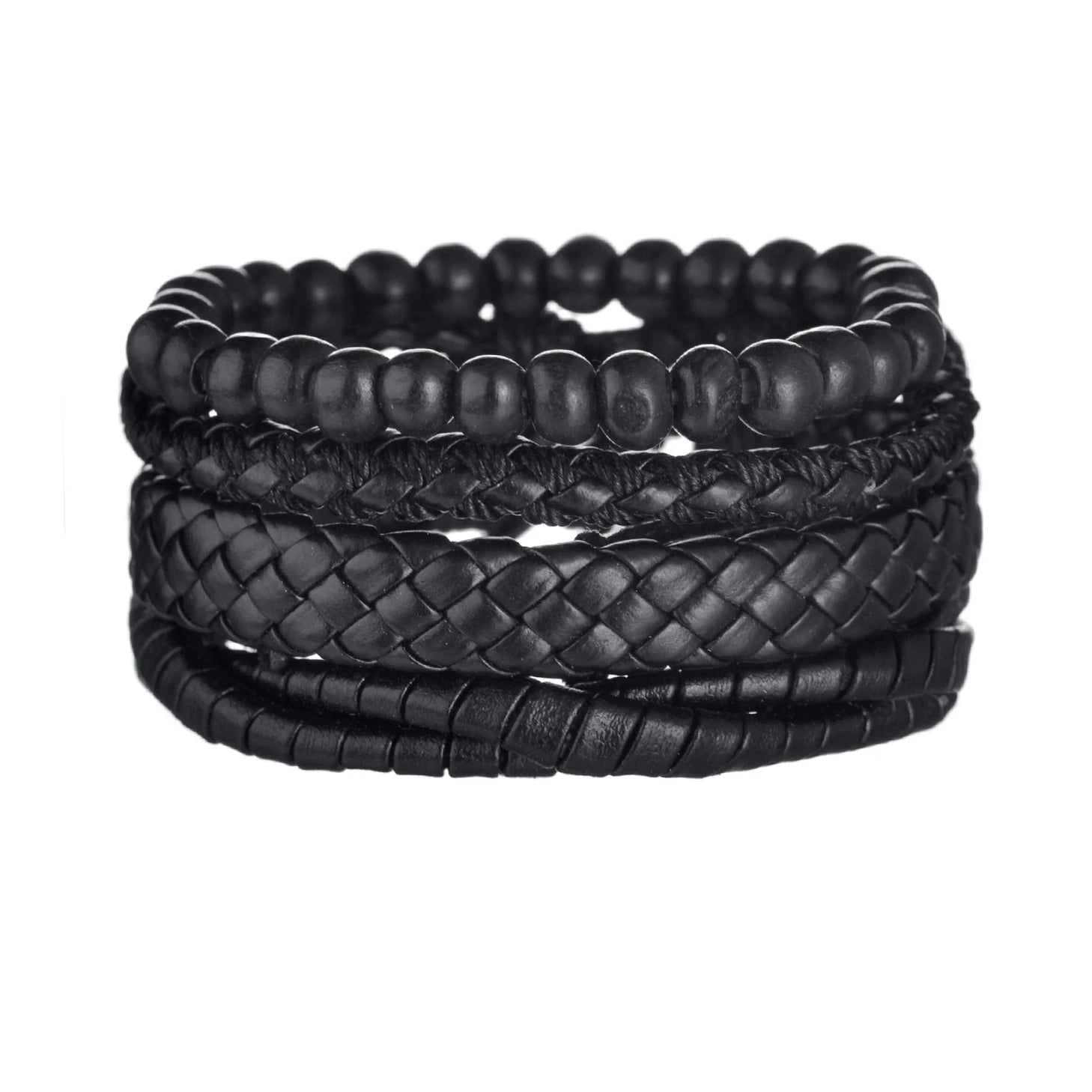 Men’s Multi Layer Leather Cross Bracelet – Braided Stainless Steel Prayer Wristband
