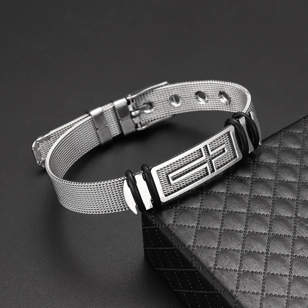 Stainless Steel Cross Cuff Bracelet – Trendy Christian Metal Religious Men Accessory