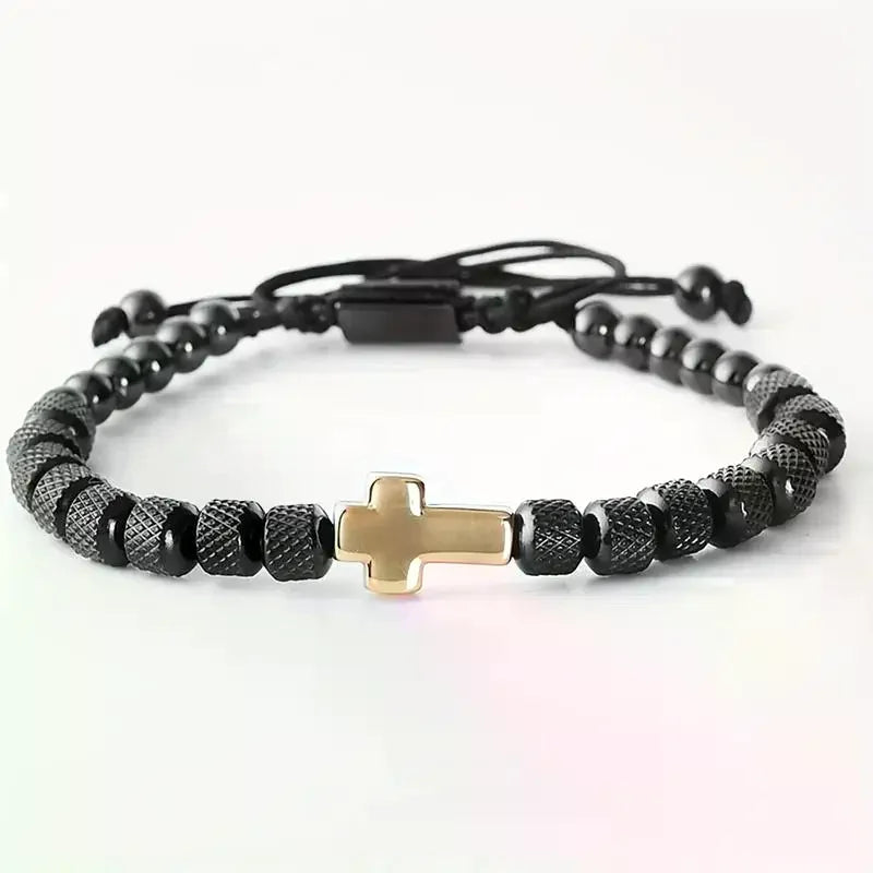 Stainless Steel Beaded Charm Bracelet – Handmade Christian Prayer Fitness Jewelry Gift