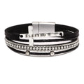 Bohemian Rhinestone Cross Leather Bracelet – Layered Wrap Christian Jewelry For Women