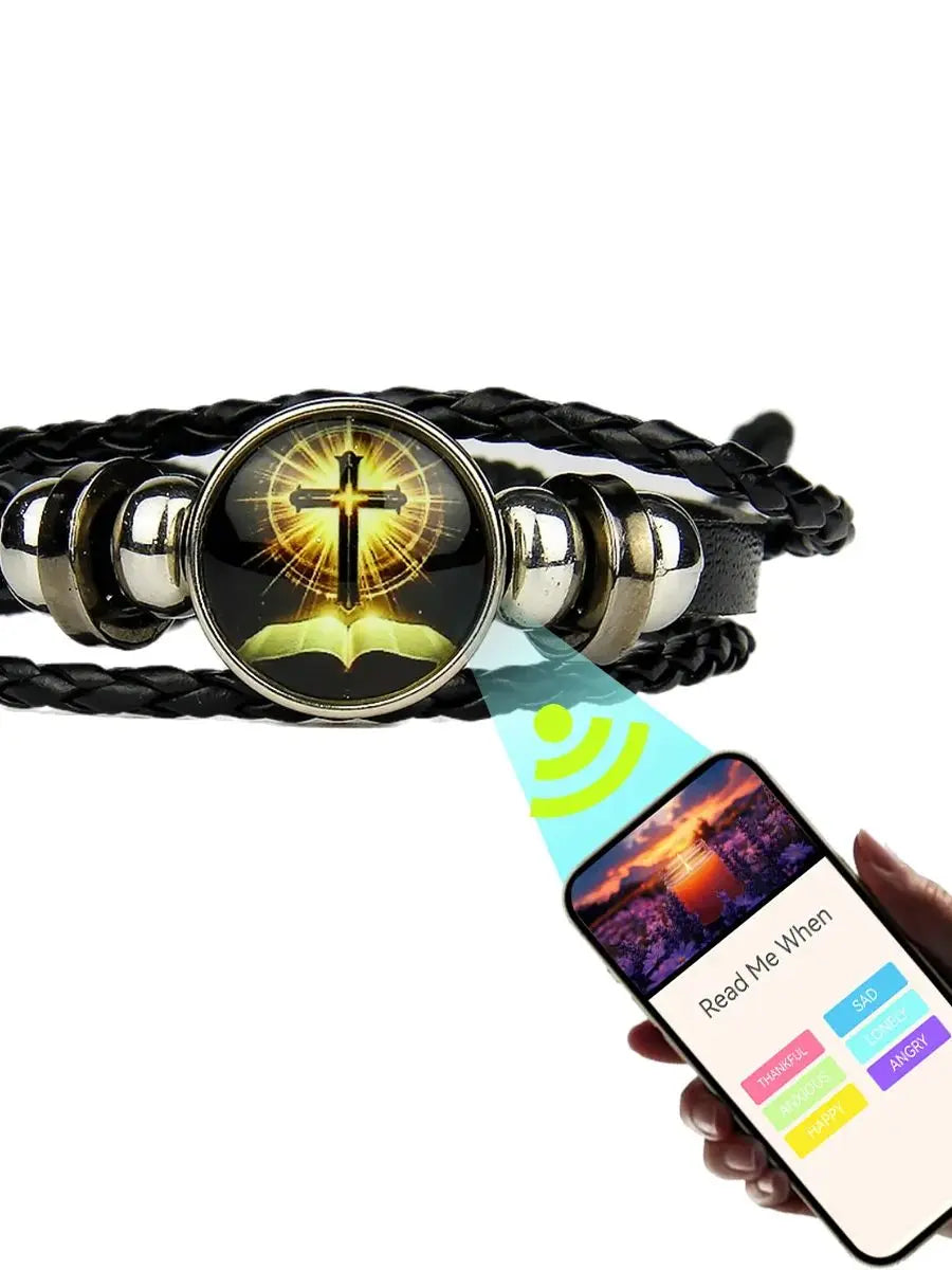 NFC Daily Bible Verse Cross Bracelet – Wearable Scripture Christian Religious Gift