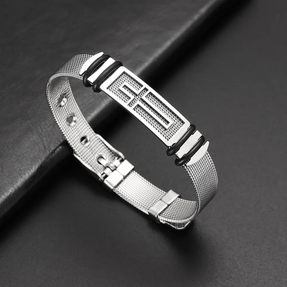 Stainless Steel Cross Cuff Bracelet – Trendy Christian Metal Religious Men Accessory