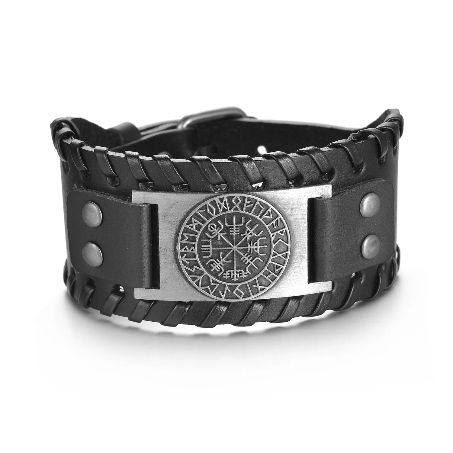 Men’s Multi Layer Leather Cross Bracelet – Braided Stainless Steel Prayer Wristband