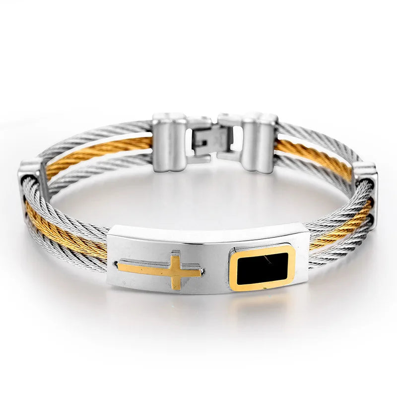 Vintage Gold Cross Bracelet – Religious Charm Jewelry For Men And Women