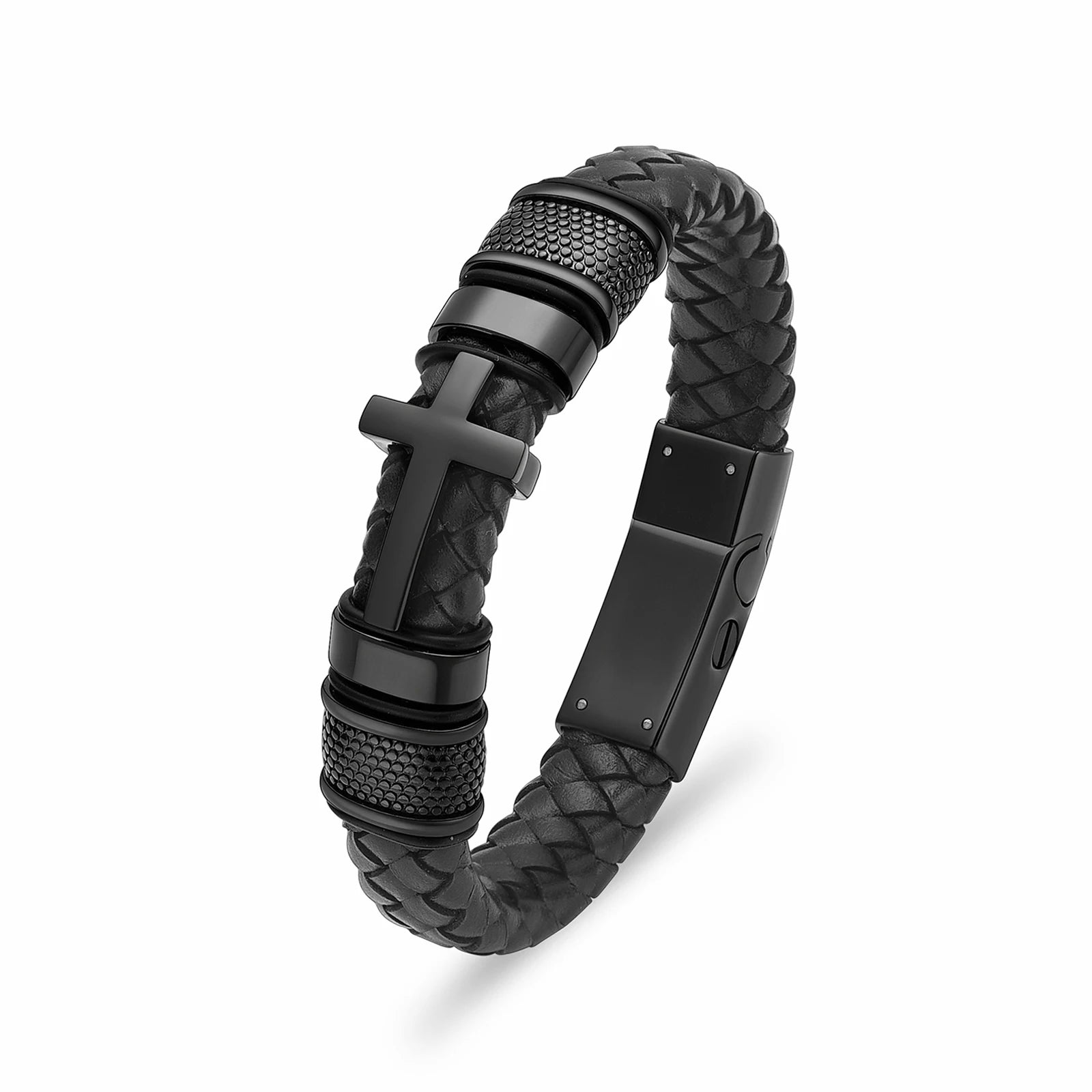 Cross Cremation Bracelet For Ashes – Braided Leather Memorial Urn Keepsake Bracelet