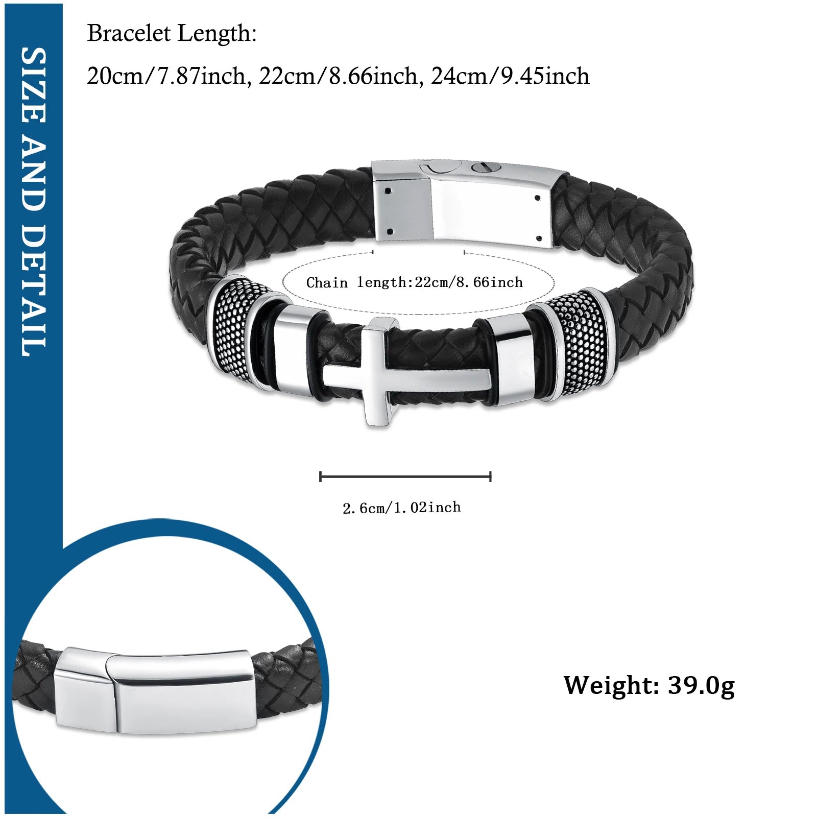 Cross Cremation Bracelet For Ashes – Braided Leather Memorial Urn Keepsake Bracelet