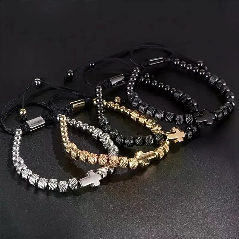 Stainless Steel Beaded Charm Bracelet – Handmade Christian Prayer Fitness Jewelry Gift