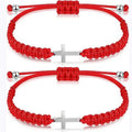 Handmade Black String Rope Cross Bracelet Set – Matching Christian Friendship Gift